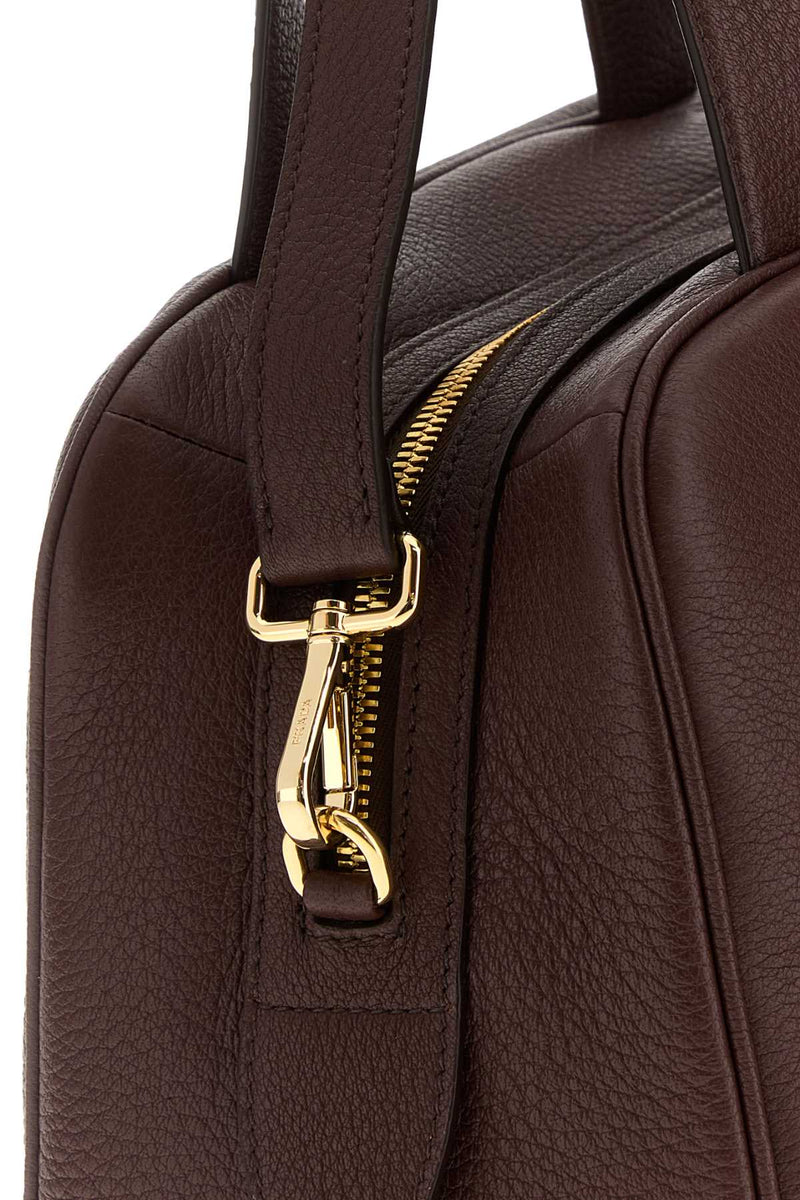 Prada Pebbled Leather Shoulder Bag — Brown Cervuselaphusscot