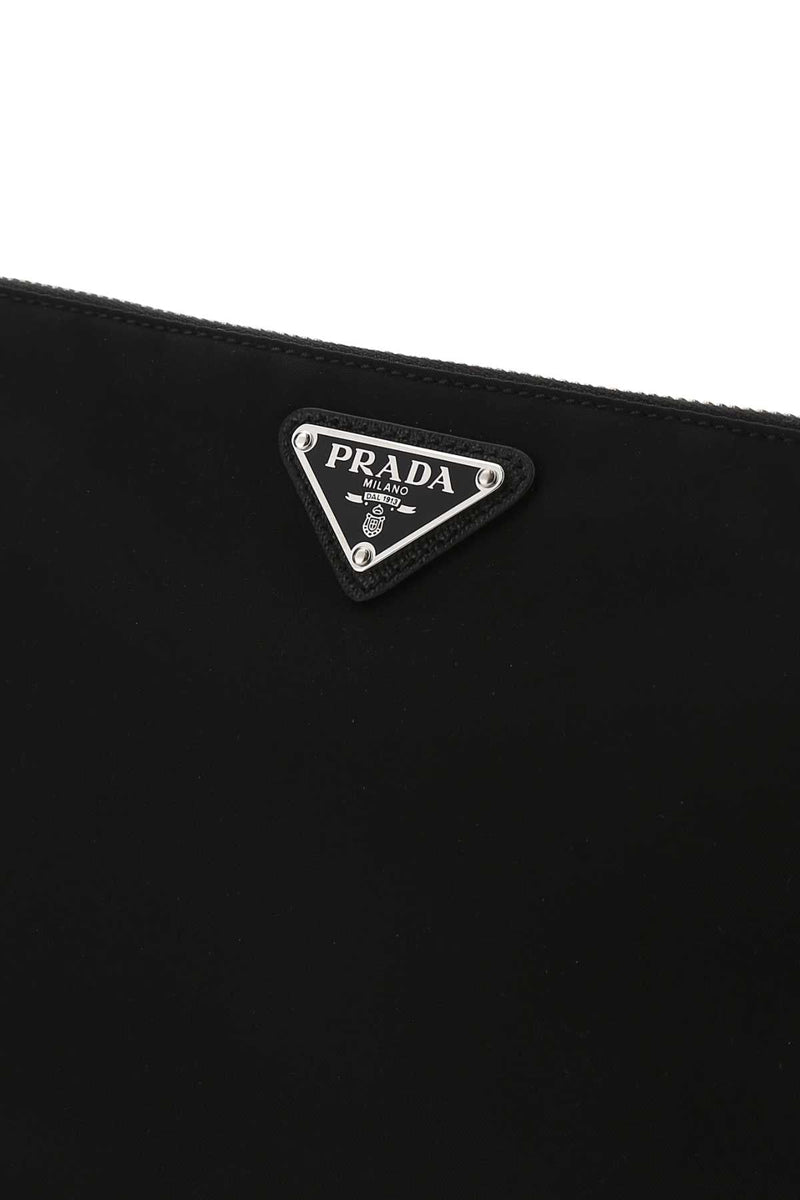 Prada Re-Nylon Clutch — Black Poliammidericiclata-vitello
