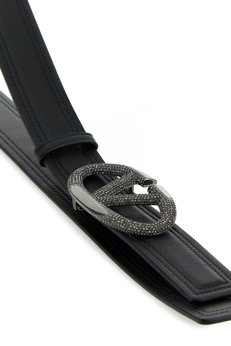 Valentino Garavani Vlogo Belt — Black Exterior: Leather