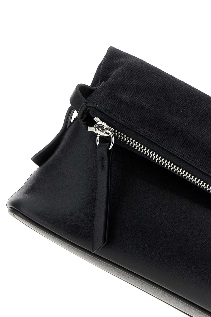 Maison Margiela Suede And Leather Fold-Over Clutch — Gray