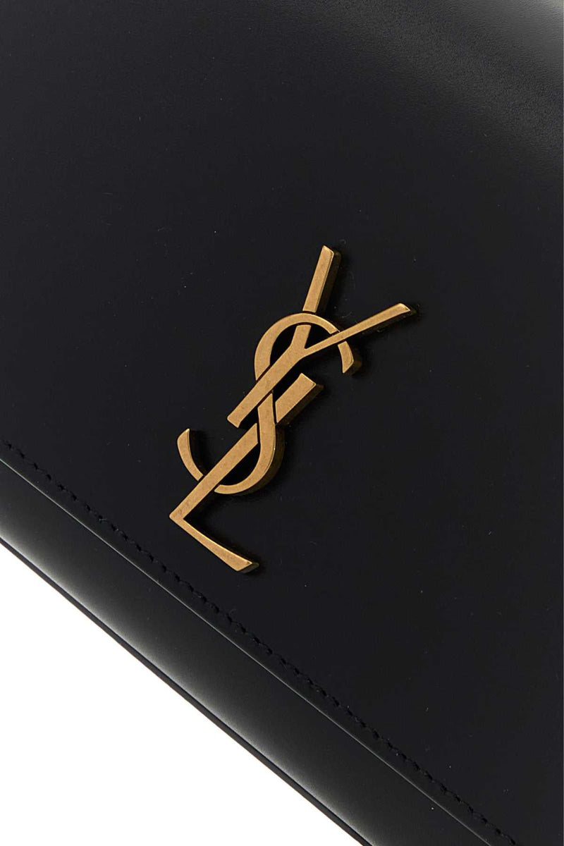 Saint Laurent Ysl Logo Leather Shoulder Bag — Black