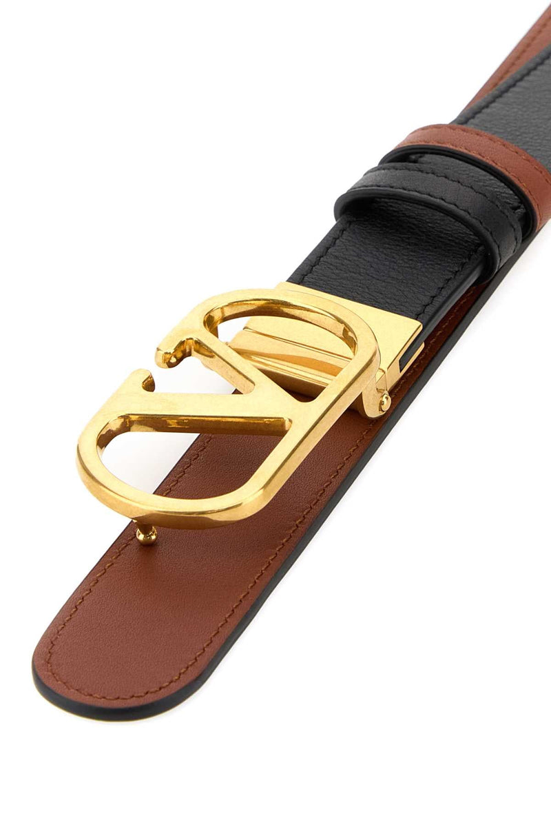 Valentino Garavani Vlogo Leather Belt — Black
