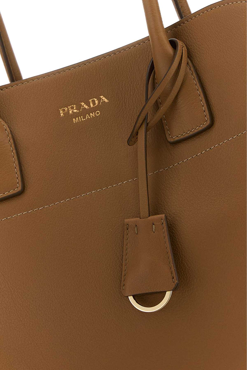 Prada Vitello Leather Shoulder Bag — Brown