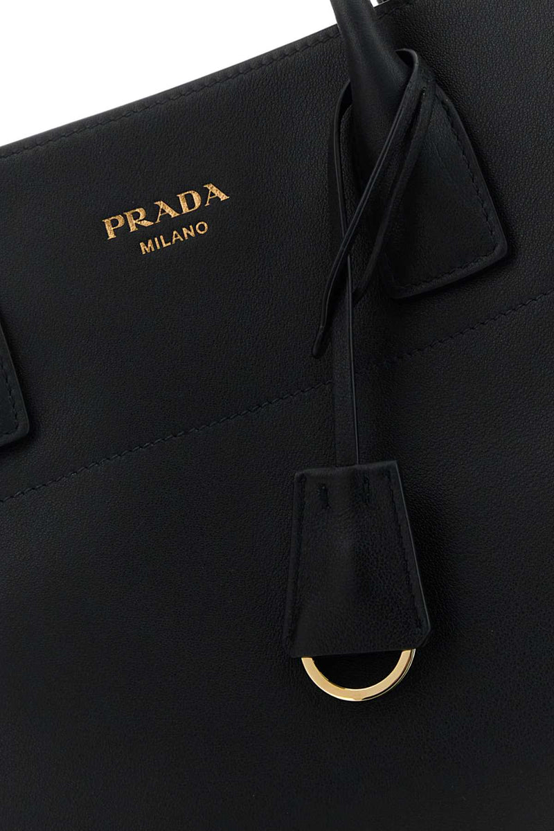 Prada Vitello Leather Shoulder Bag — Black
