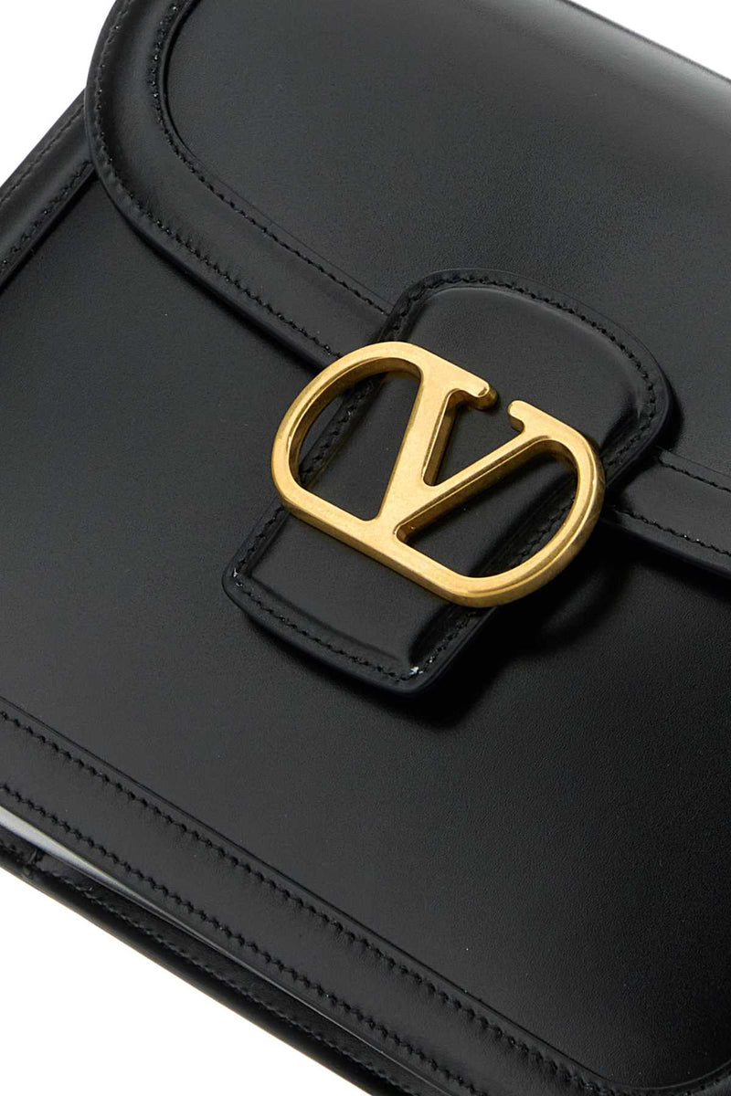 Valentino Garavani Vlogo Leather Shoulder Bag — Black