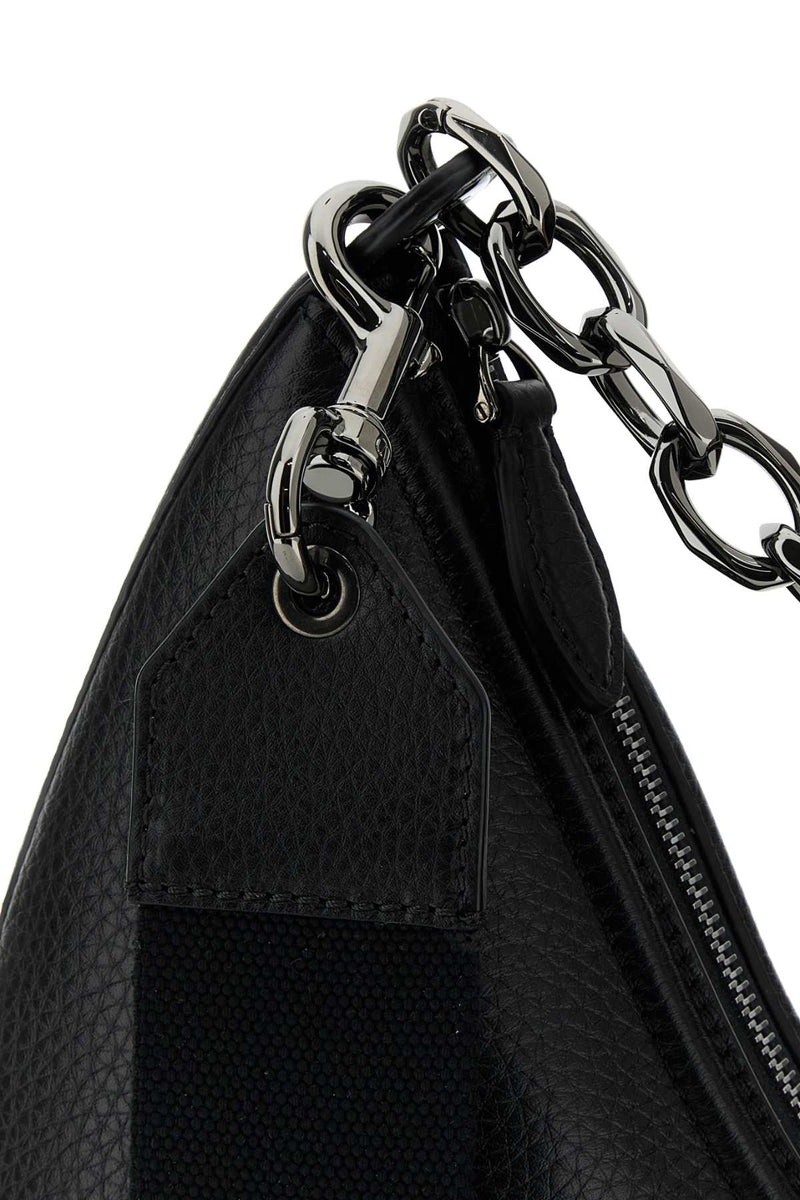 Valentino Garavani Chain-Link Calf Leather Hobo Bag — Black