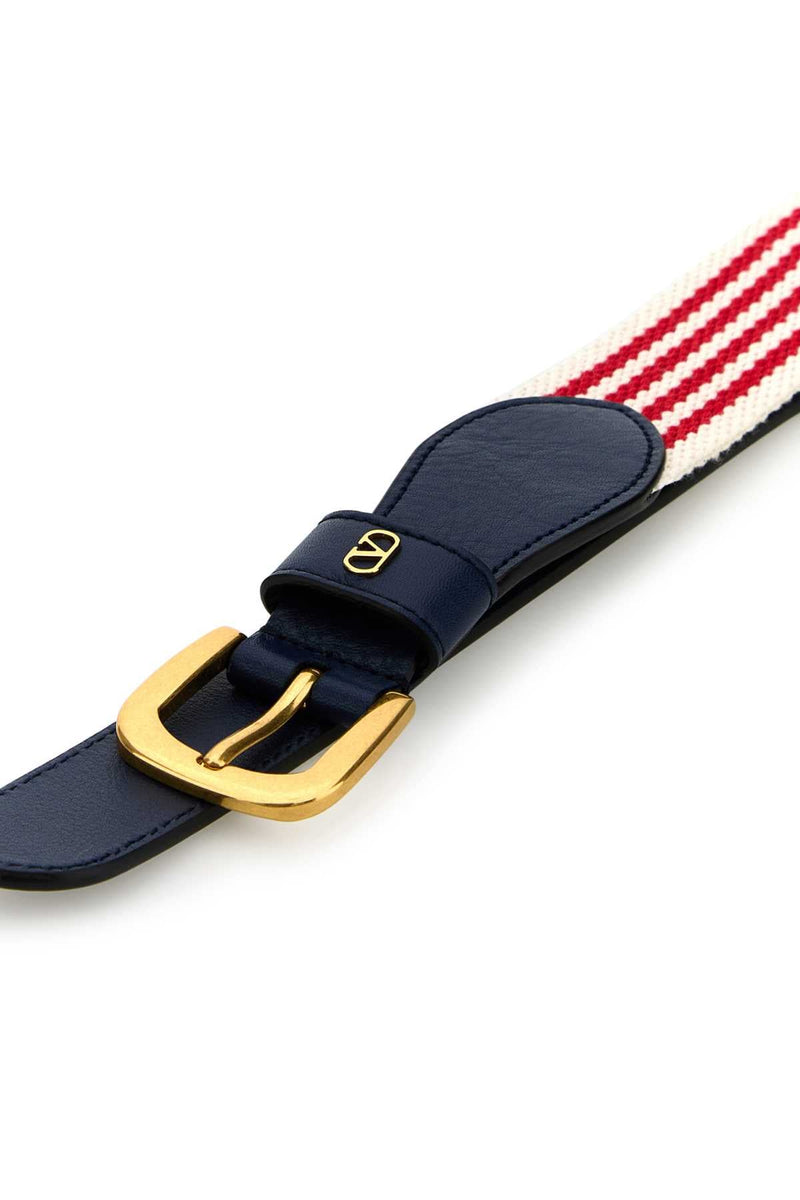 Valentino Garavani Striped Fabric Belt — Multicolor