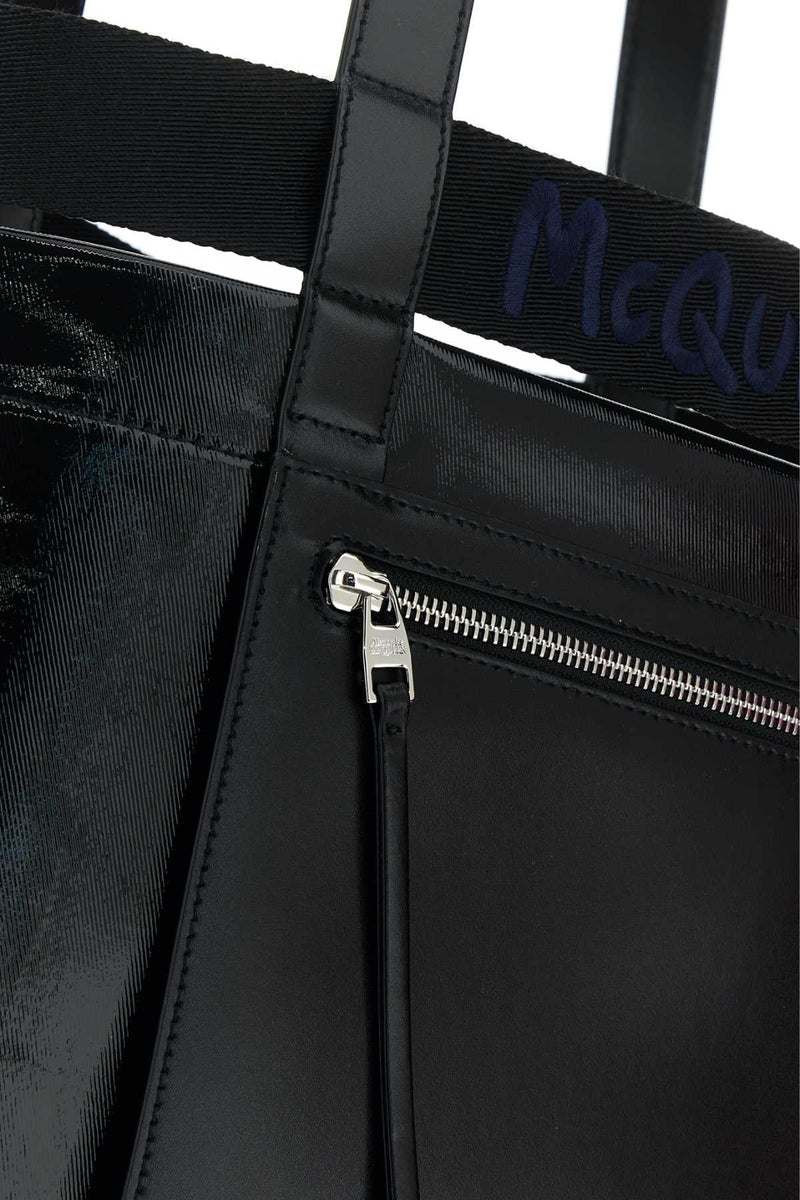 Alexander Mcqueen Patent Leather Tote Bag — Black