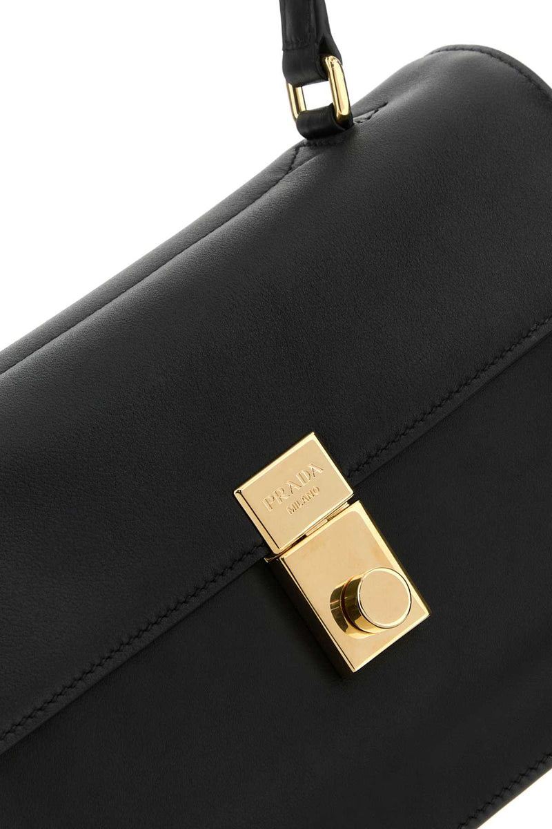 Prada Vitello Leather Shoulder Bag — Black