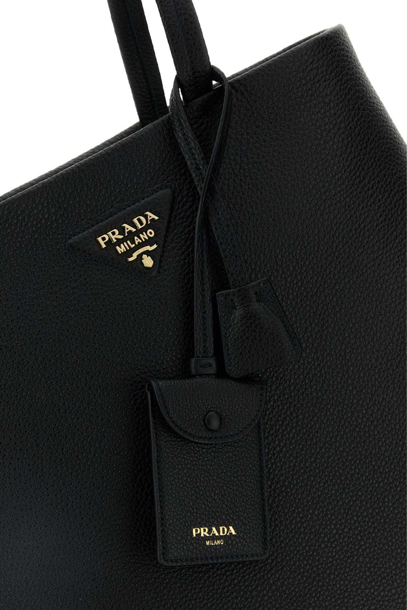 Prada Vitello Leather Tote Bag — Black