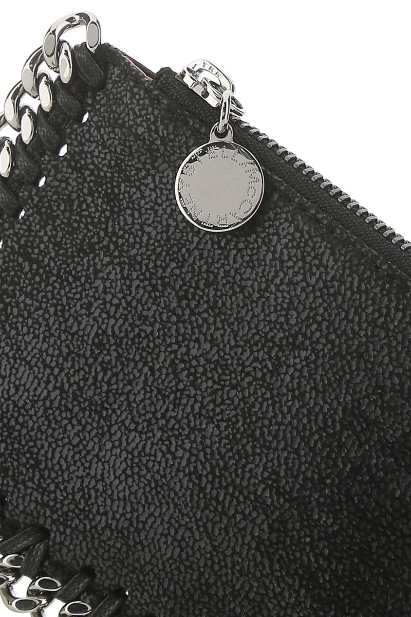 Stella Mccartney Chain-Trimmed Shaggy Deer Wallet — Black F: Polyester