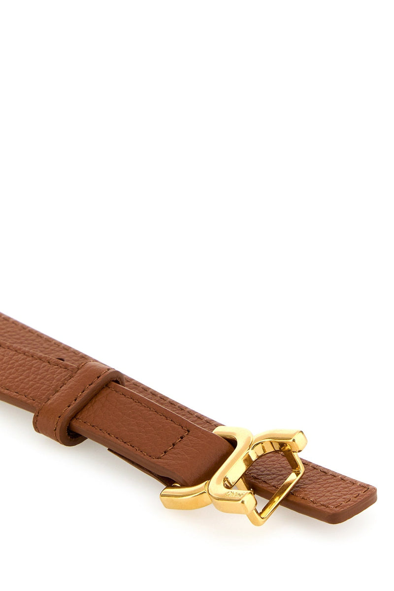 Chloé Logo Buckle Belt — Brown