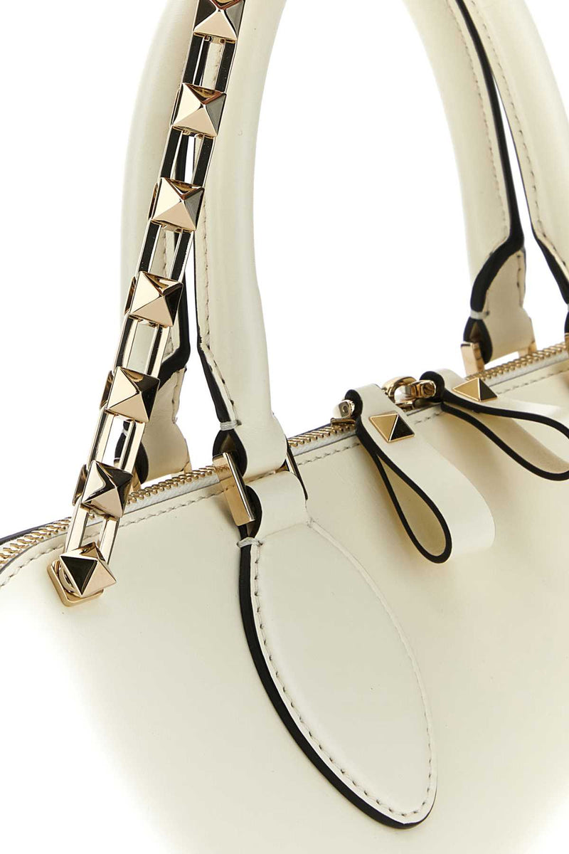 Valentino Garavani Rockstud Shoulder Bag — Ivory Exterior: Calf Leather Lining