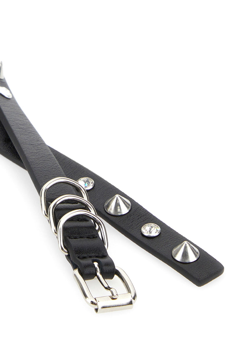 Alessandra Rich Studded Leather Belt — Black