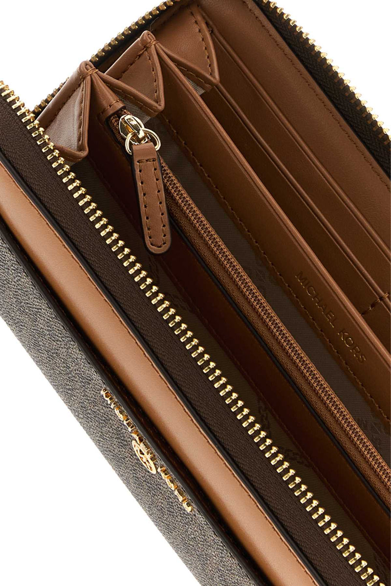 Michael By Kors Printed Canvas Wallet — Brown
