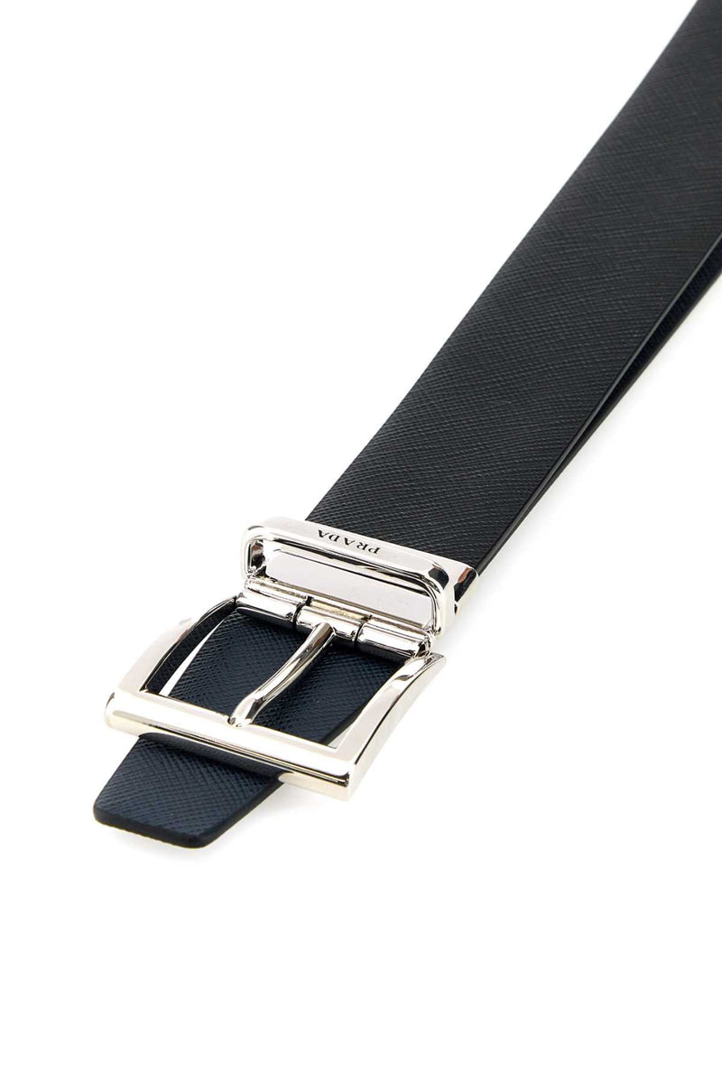 Prada Leather Reversible Belt — Black Vitello