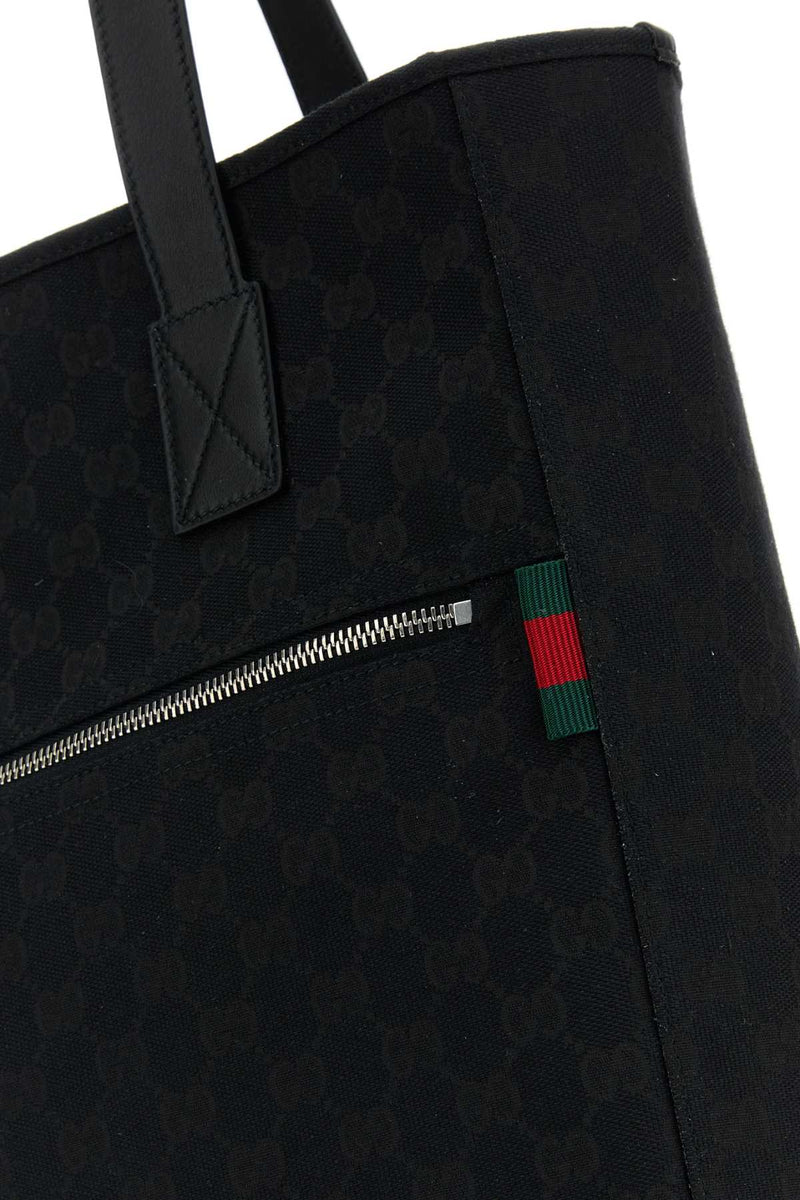 Gucci Gg-Jacquard Fabric Tote Bag — Black
