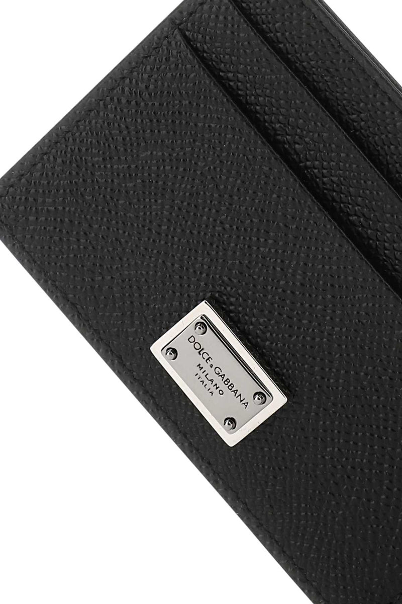 Dolce & Gabbana Textured Calfskin Card Case — Black Wallet