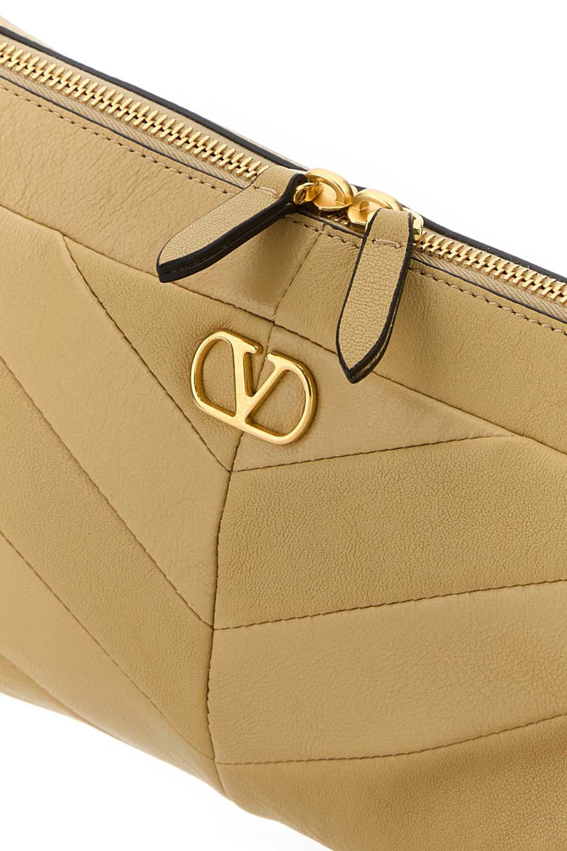 Valentino Garavani Quilted Nappa Leather Shoulder Bag — Beige