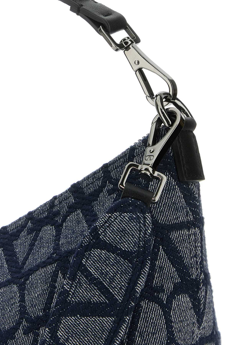 Valentino Garavani Toile Iconographe Jacquard Shoulder Bag — Navy