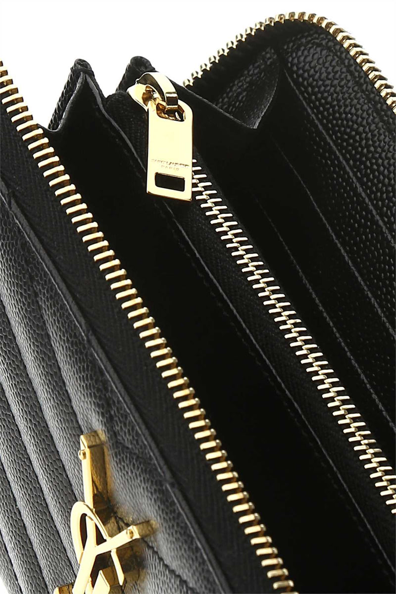 Saint Laurent Quilted Calfskin Wallet — Black Calf Skin