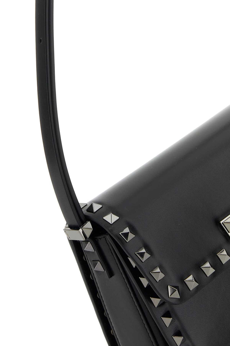 Valentino Garavani Pyramid-Stud Leather Shoulder Bag — Black
