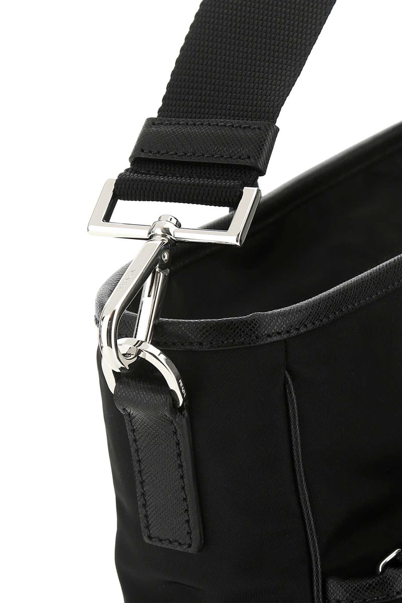 Prada Recycled Nylon And Leather Top Handle Bag — Black Poliammidericiclata-vitello