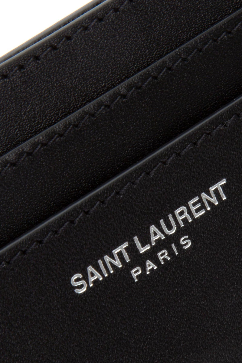 Saint Laurent Calfskin Card Case — Black Calf Skin Wallet