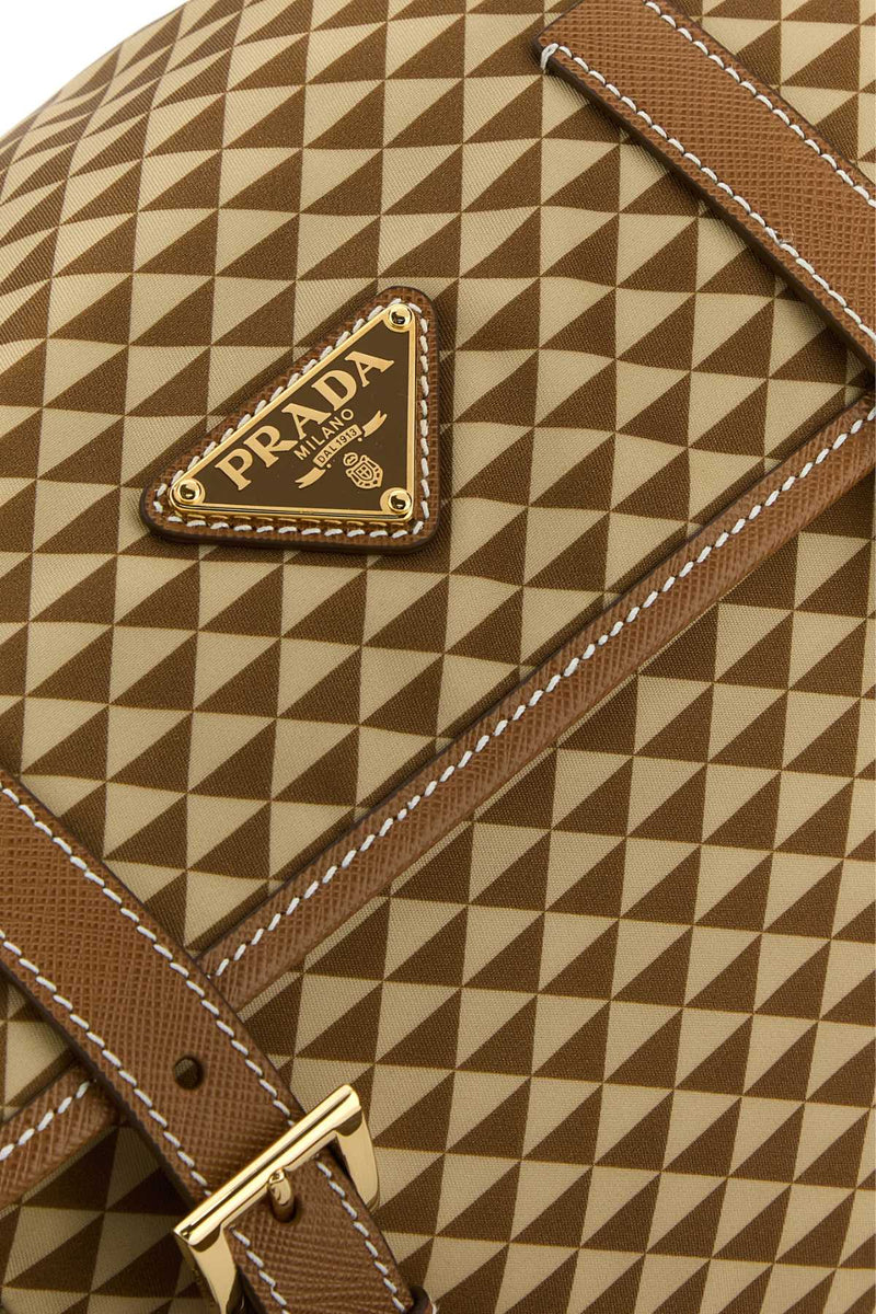 Prada Geometric-Patterned Re-Nylon Crossbody Bag — Caramel Poliammidericiclata-vitello