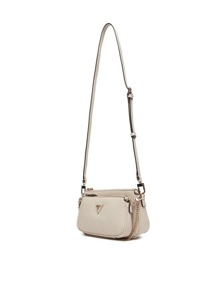 Guess Dual-Compartment Structured Crossbody Bag — Beige Polyurethane
