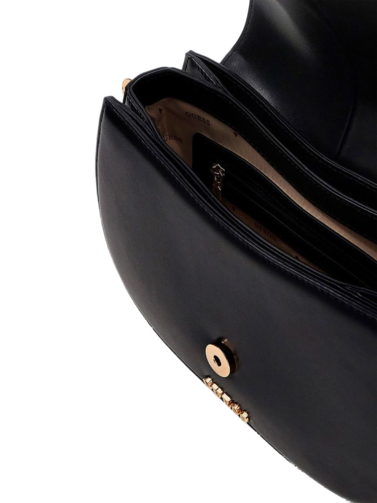 Guess Carrie Shoulder Bag — Black Polyurethane