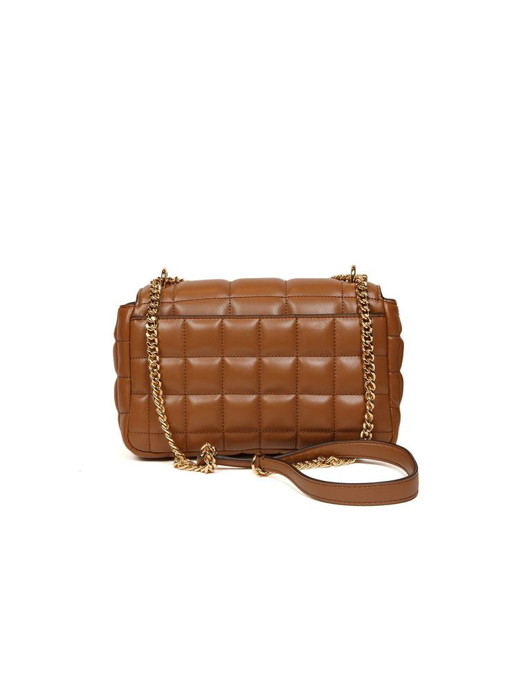 Michael Kors Quilted Pvc Chain-Link Shoulder Bag — Brown Polyvinyl Chloride