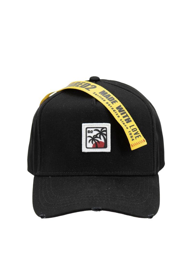 Dsquared2 Bcm064205c000012124 Logo-Strap Baseball Cap — Black Cotton Caps