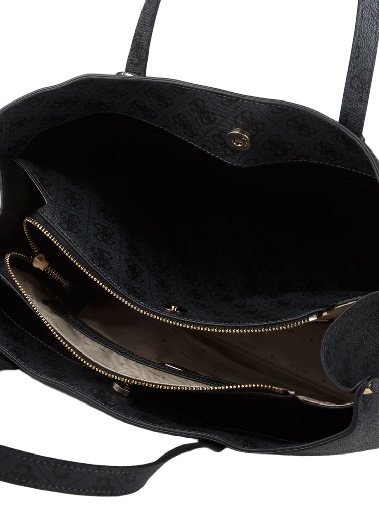 Guess Logo-Embossed Polyurethane Tote Bag — Black