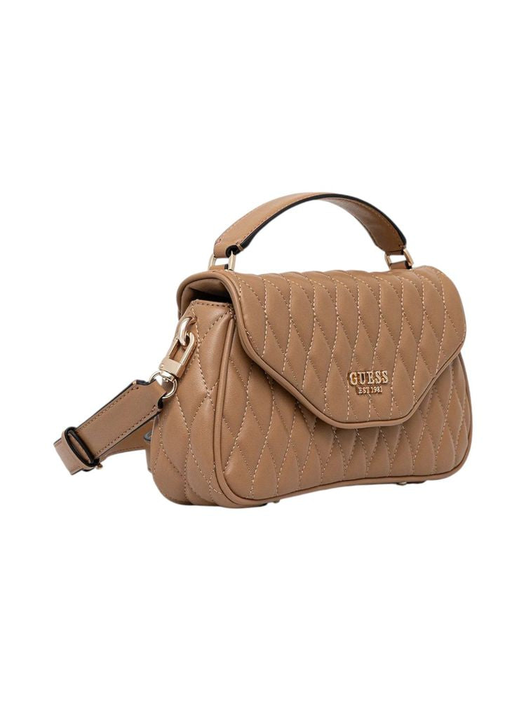 Guess Valla Top Handle Bag — Beige Polyurethane
