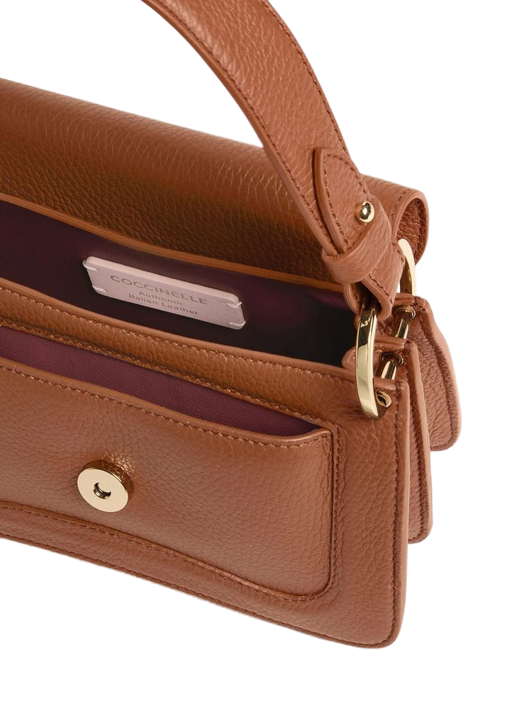 Coccinelle Shoulder Bag — Brown Grained Leather