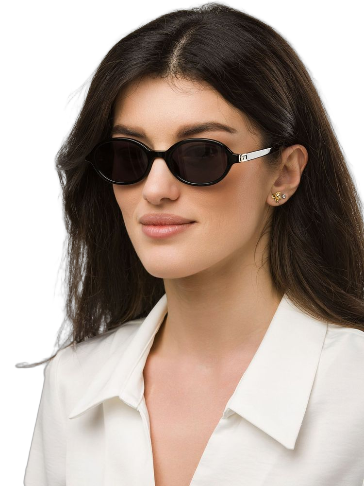 Furla Sfu972 Acetate Oval-Frame Sunglasses — Black