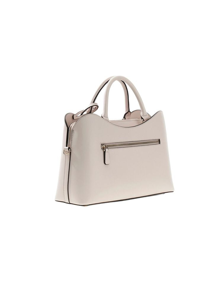 Guess Structured Leather Top Handle Bag — Beige Polyurethane