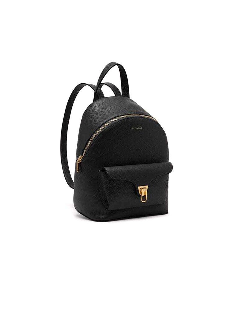 Coccinelle Grained Leather Backpack — Black Genuine