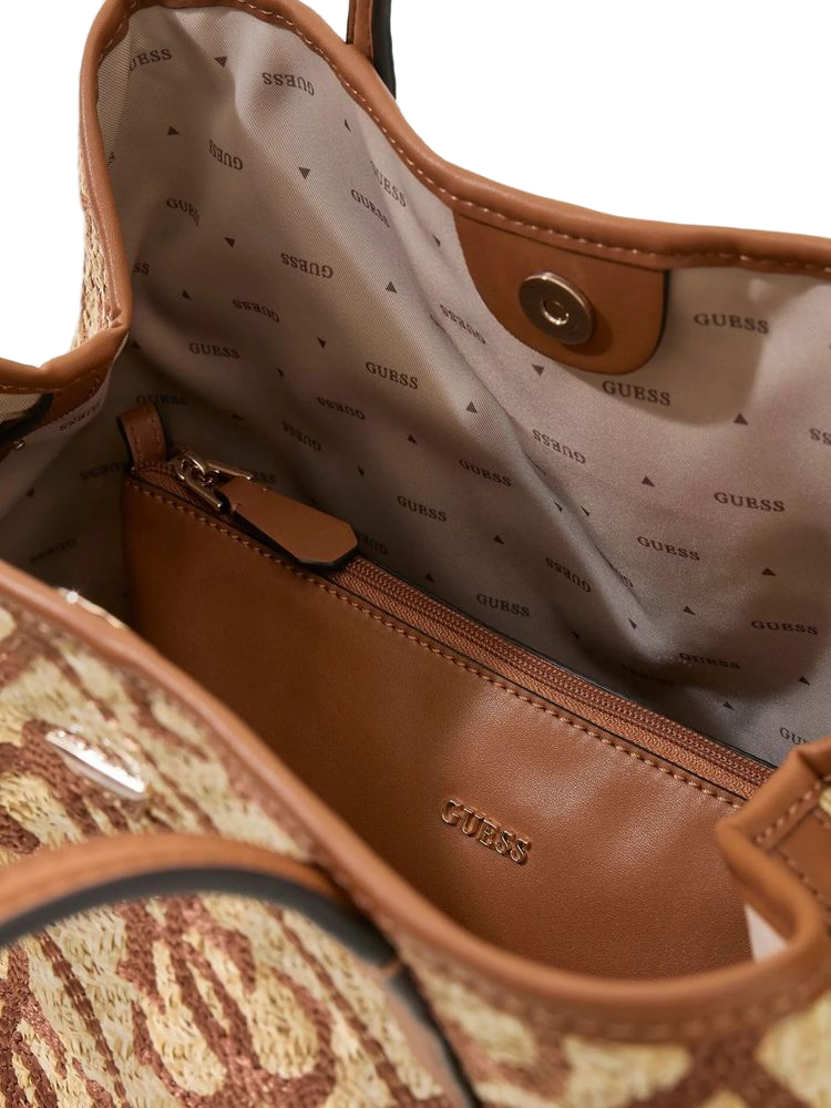 Guess Polypropylene Structured Tote Bag — Caramel