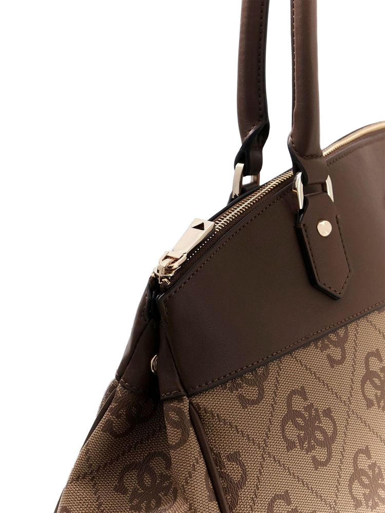 Guess Monogram Canvas Tote Bag — Brown Polyurethane