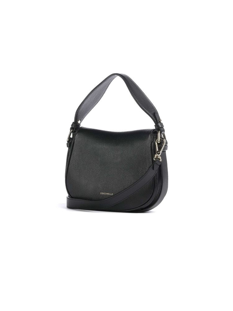 Coccinelle Micro Grainy Leather Top Handle Bag — Black