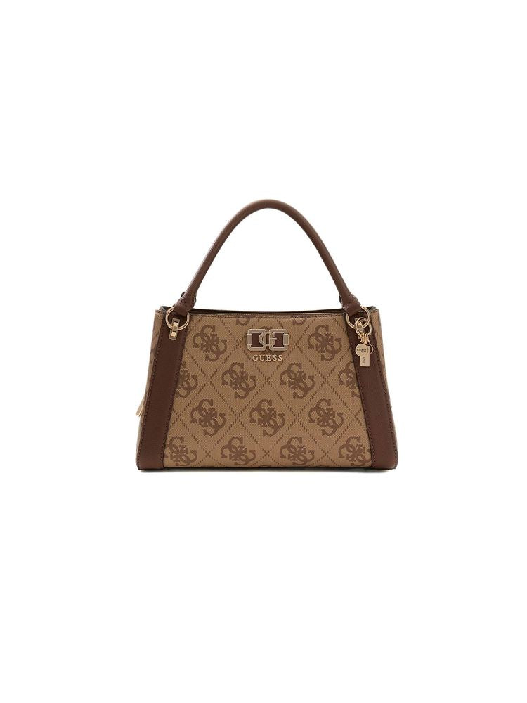 Guess Logo-Print Polyurethane Shoulder Bag — Brown