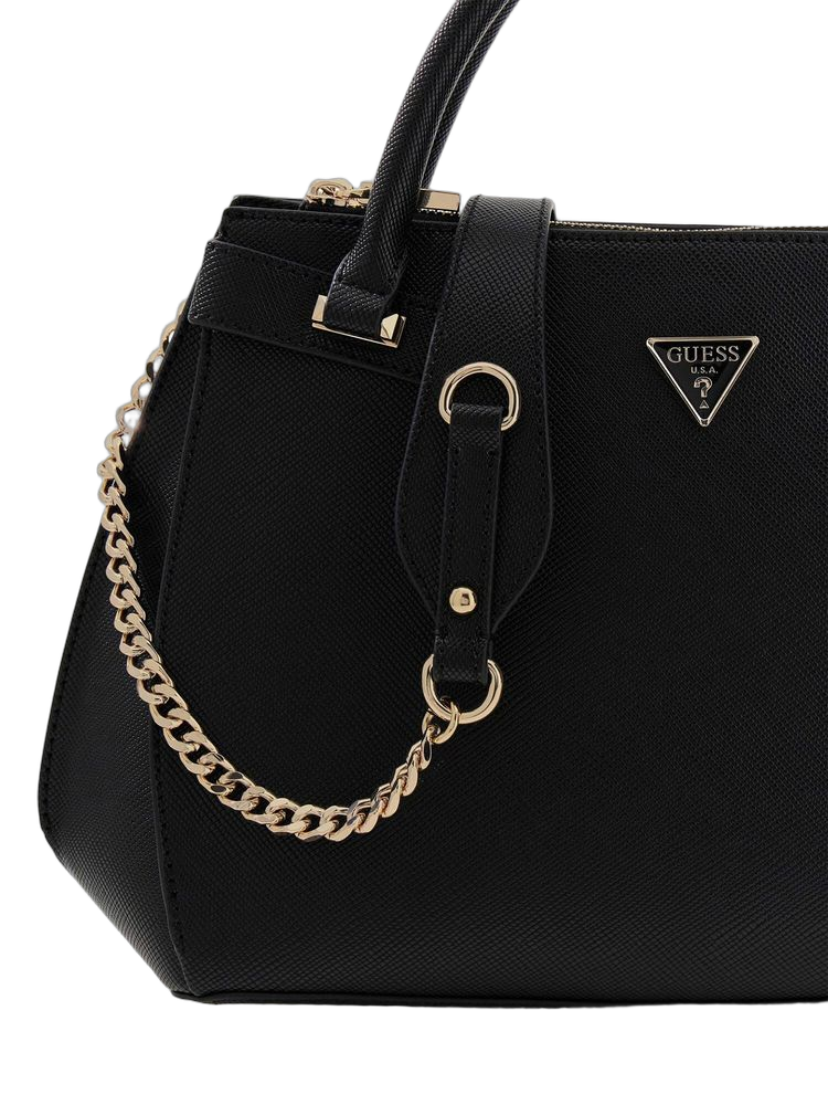 Guess Serenova Girlfriend Top Handle Bag — Black Polyurethane