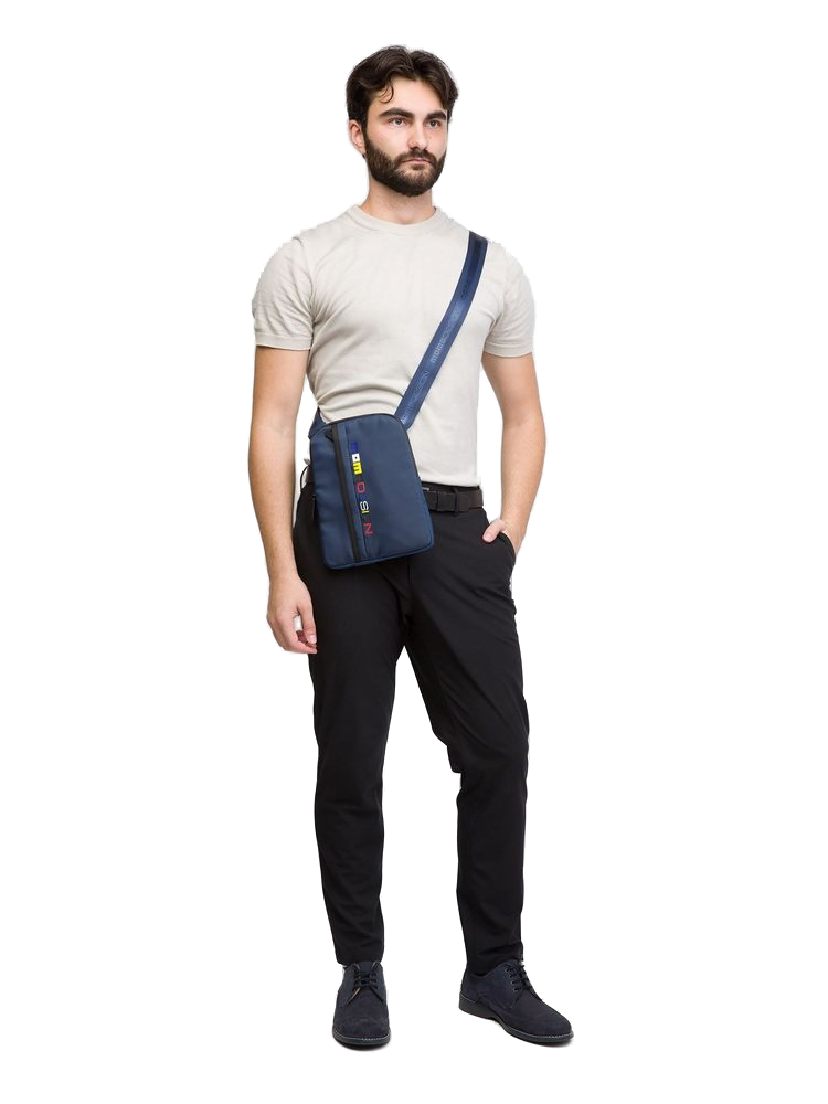 Momo Design Nylon With Colorblock Stripe Shoulder Bag — Blue
