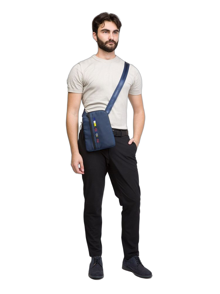 Momo Design Logo-Striped Nylon Shoulder Bag — Navy