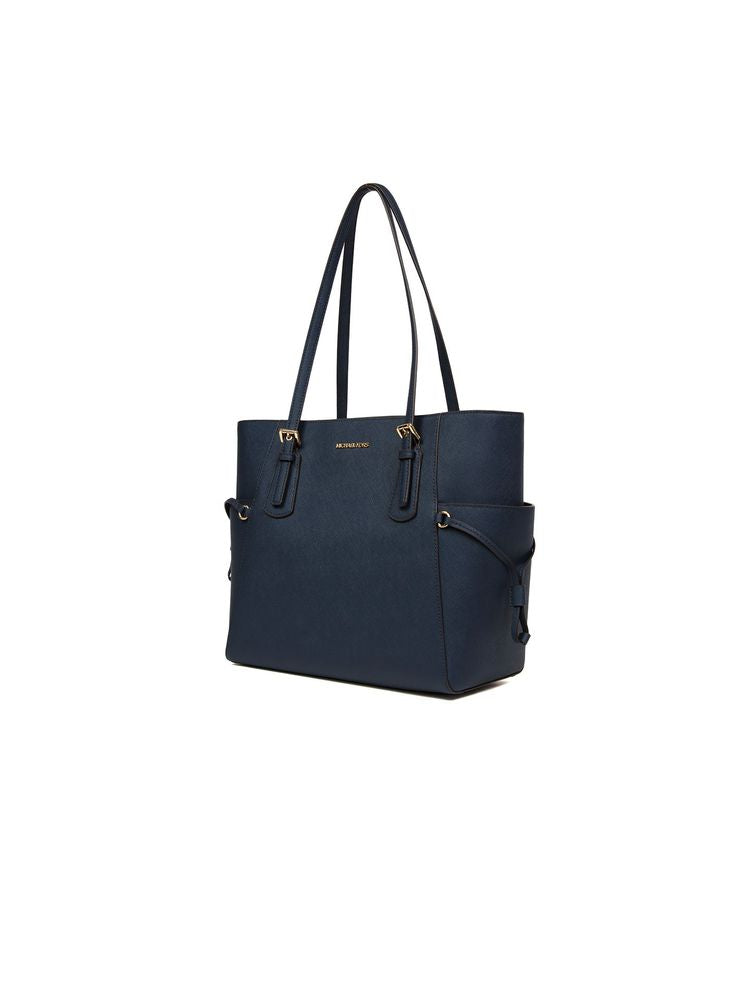 Michael Kors Structured Leather Tote Bag — Navy