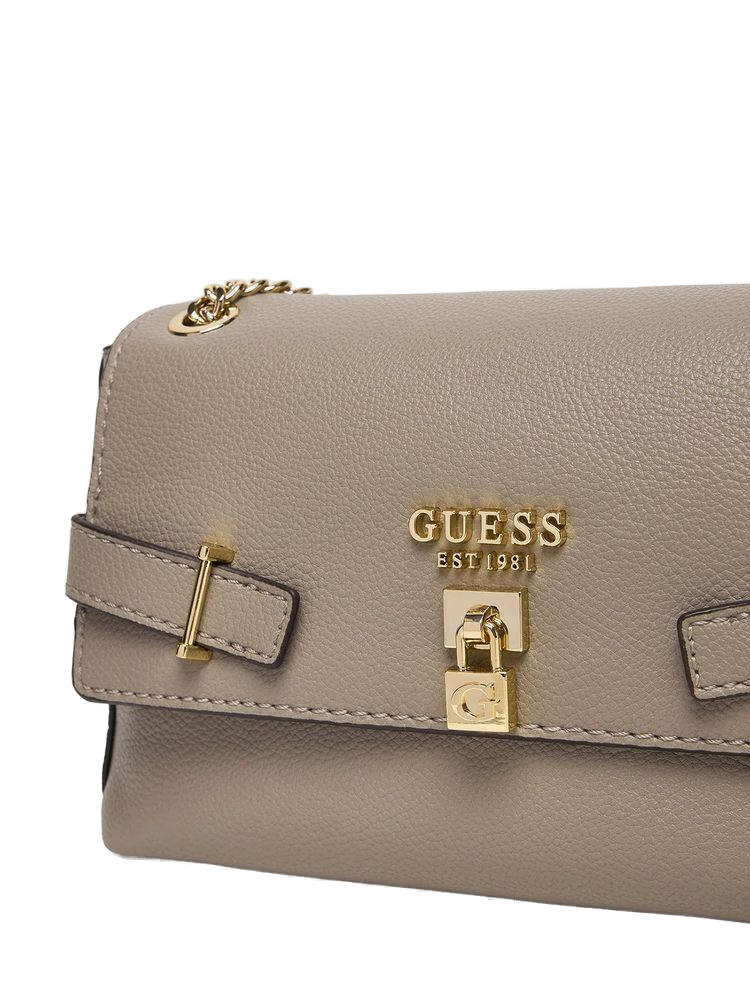 Guess Leather-Trimmed Polyurethane Crossbody Bag — Taupe