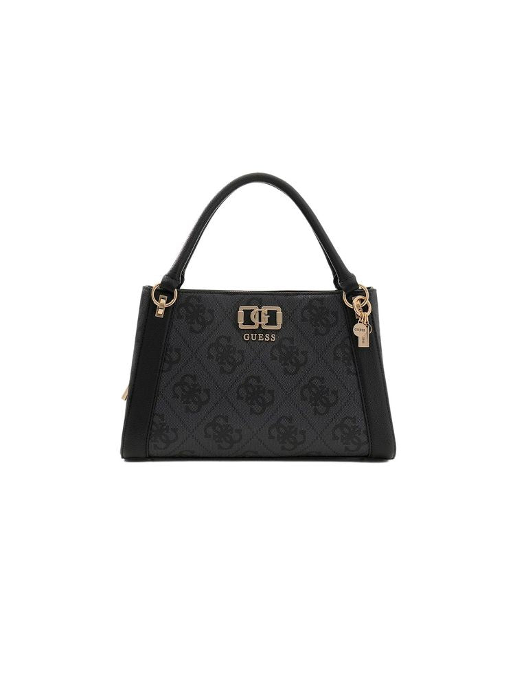 Guess Structured Polyurethane Satchel Bag — Black