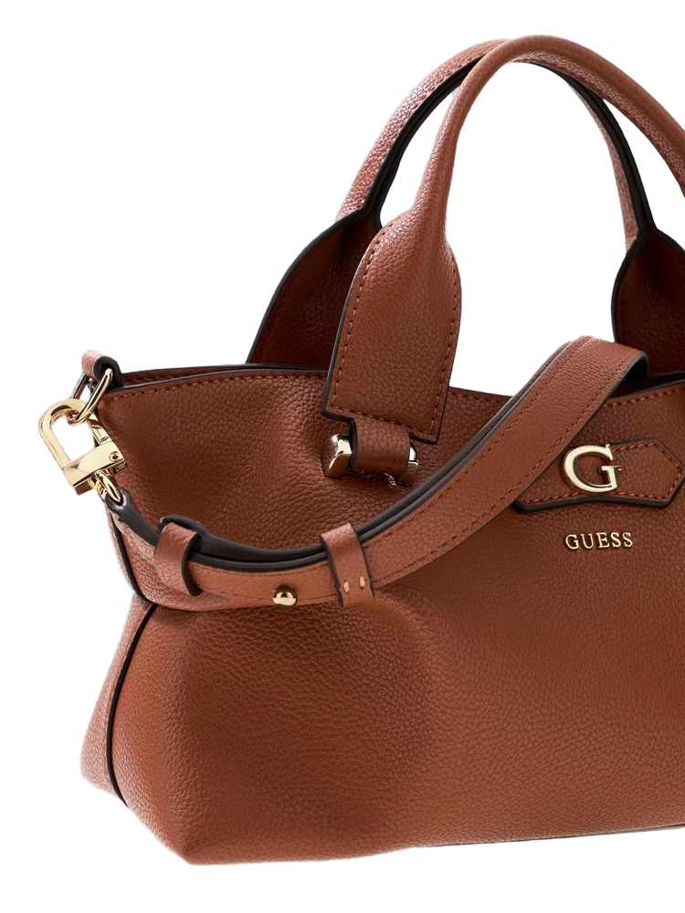 Guess Pebbled Polyurethane Shoulder Bag — Brown